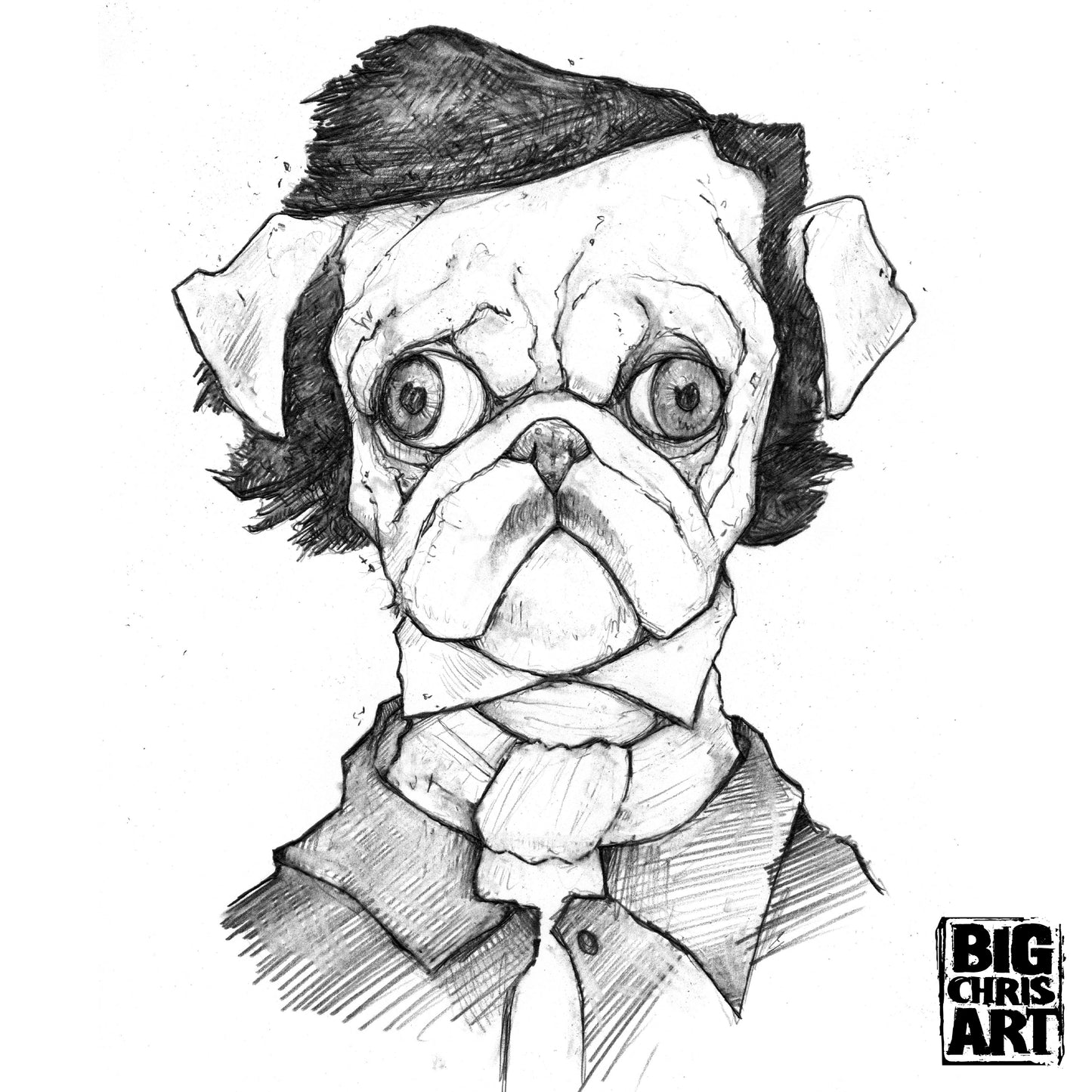Original Art | Edgar Allan Pug | 6x8 Original Pencil Drawing