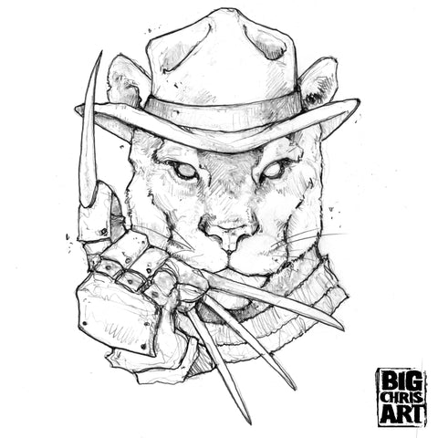 Original Art | Freddy Cougar | 6x8 Original Pencil Drawing