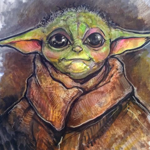 Original Art | Baby Yoda | Original Marker Sketch
