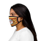 Slice 420 Pizza | Pepperoni, Mushroom & Olive & Logo | Mixed-Fabric Face Mask