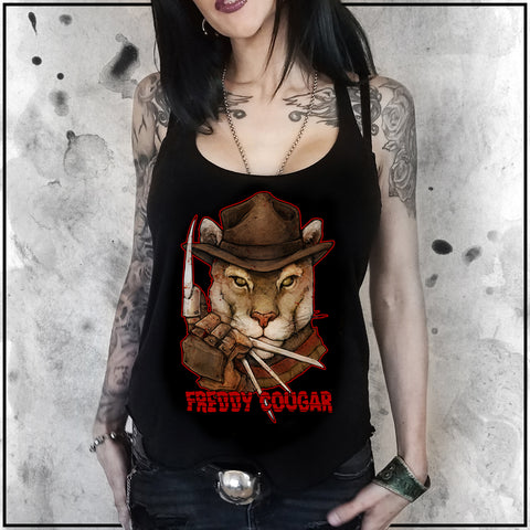 Cuddly Killers | Freddy Cougar | Ladies Racerback Tank