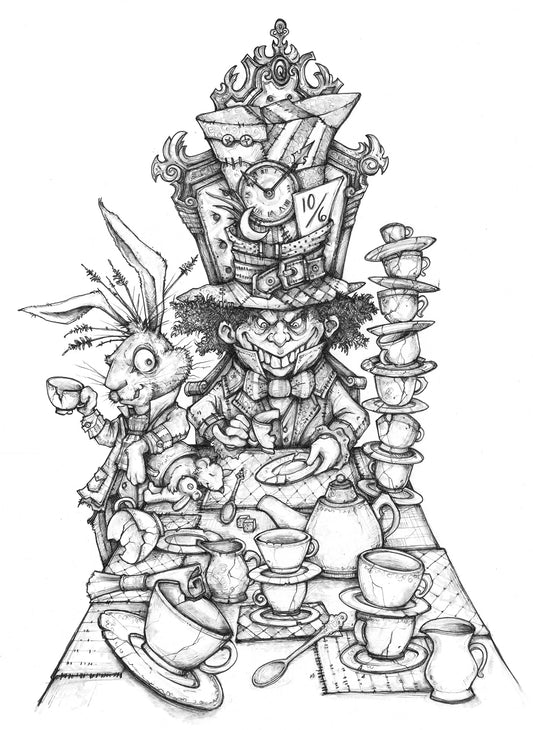 Original Art | All Mad Here | 11x14 Original Pencil Art