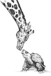 Art | Giraffe & Turtle | 9x12 Original Pencil Drawing