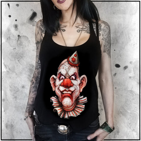 Ladies | Cult Of Fools- Creepy The Clown | Triblend Racerback Tank