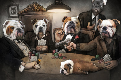 Cuddly Killers | Bulldogs Playing Poker | 11x17 Print
