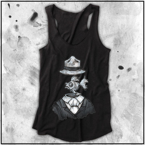 Ladies | Big Chris Art Markers- Fish for Brains | Triblend Racerback Tank
