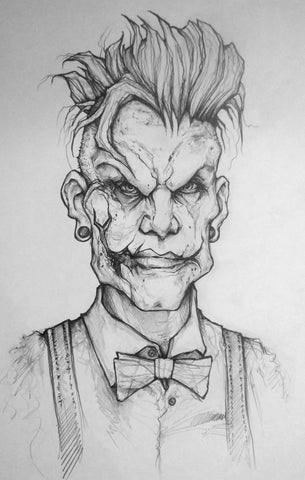 Art | Hipster Joker | 9x12 Original Pencil Drawing