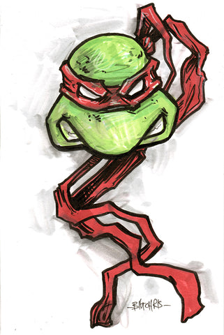 Original Art | Teenage Mutant Ninja Turtles - Raphael | 6x9 Original Marker Drawing