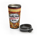 Slice 420 Pizza | Pepperoni, Mushrooms & Olives Logo | Stainless Steel Travel Mug
