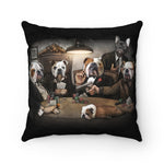Cuddly Killers | Bulldog's Playing Poker | Faux Suede Square Pillow