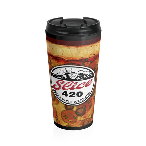 Slice 420 Pizza | Pepperoni & Sausag Logo | Stainless Steel Travel Mug