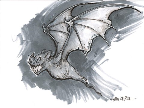 Original Art | Flying Bat | 6x8 Original Marker Sketch