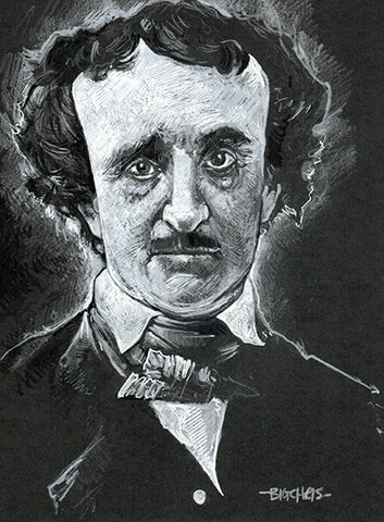 Original Art | Edgar Allan Poe Portrait | 6x8 Original Color Pencil Sketch